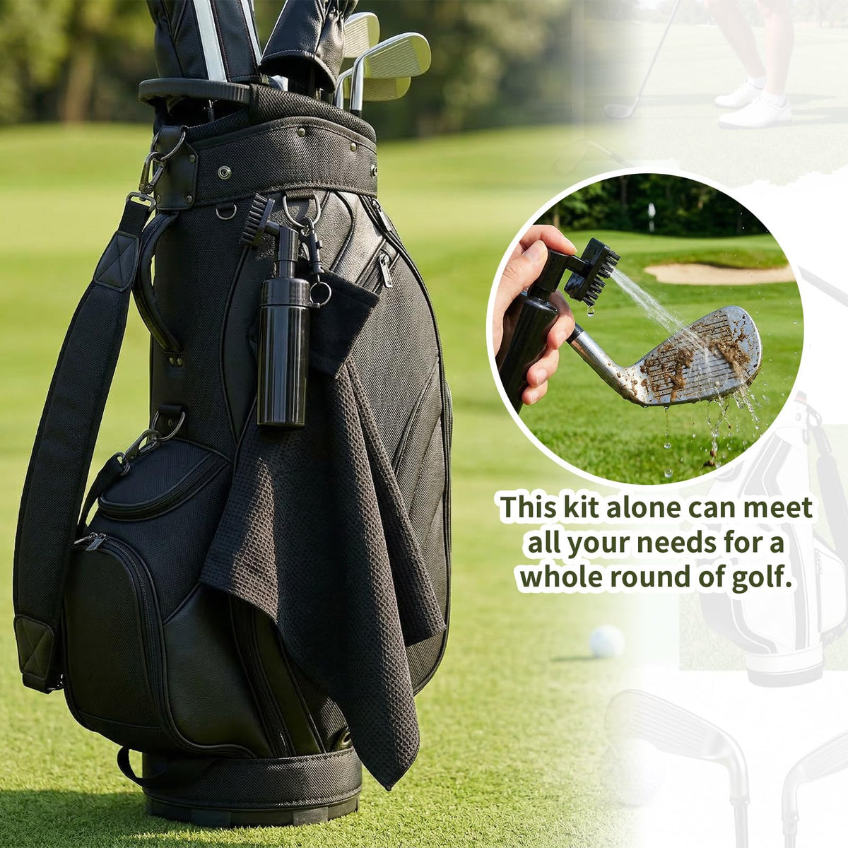 Gemscream golf kit clip secures towels to a bag for quick access.