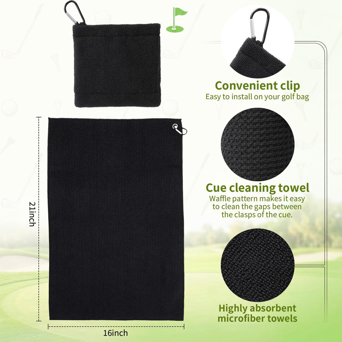 Gemscream carabiner clip keeps golf kit accessories within easy reach.