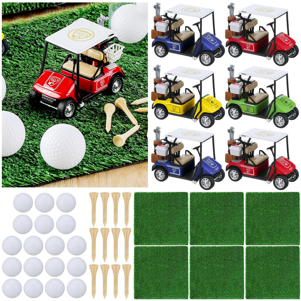 Gemscream golf turf mats set for festive table centerpiece decor