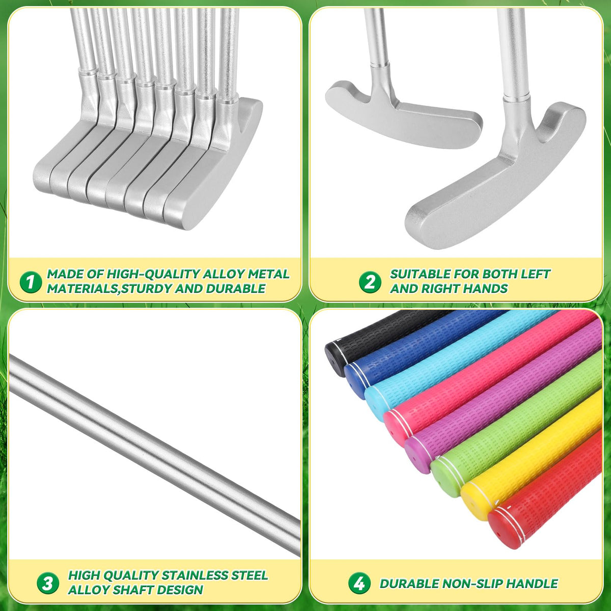 Gemscream practice putters with silicone-wrapped heads protect surfaces.