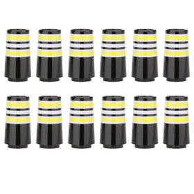 Generic 12-pack golf ferrules with yellow ring for secure fit on taper-tip irons.