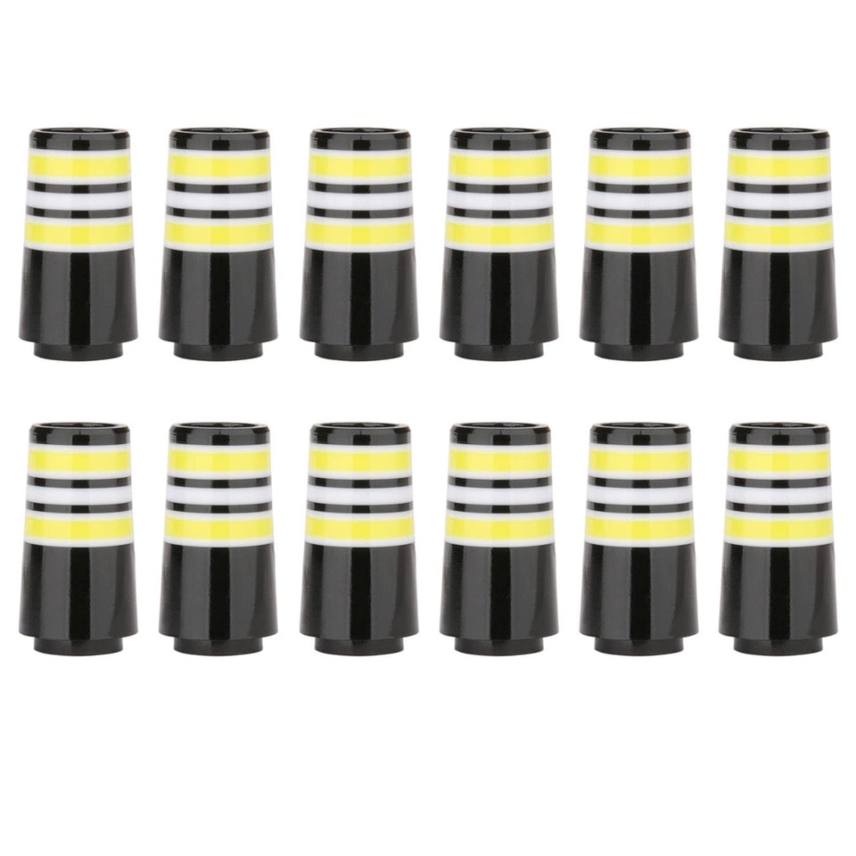 Generic 12-pack golf ferrules with yellow ring for secure fit on taper-tip irons.