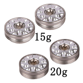 Generic weights feature 20mm diameter and secure screw threads.