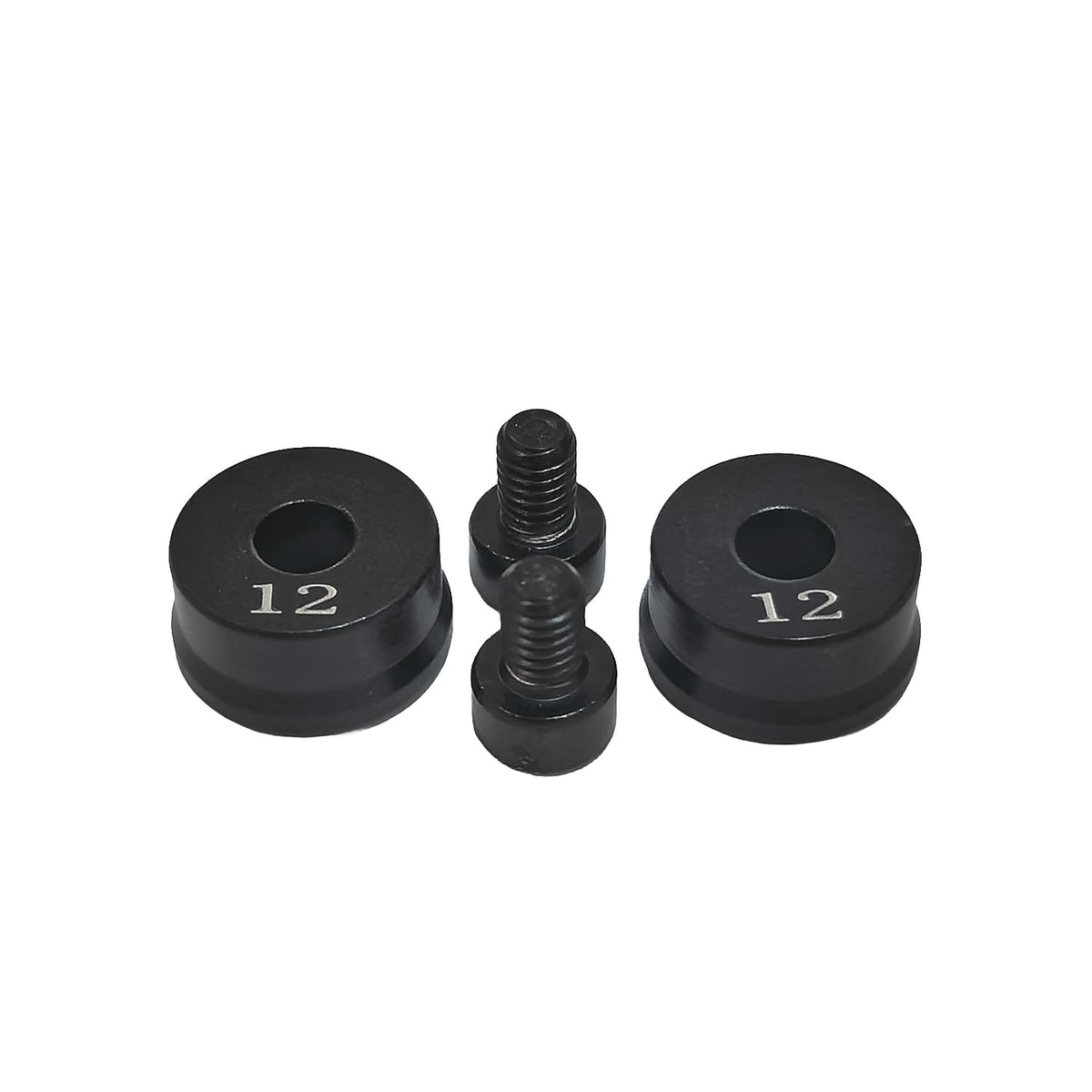 Generic 2x12g weights detail close-up of the black circle and screw components for precise tuning