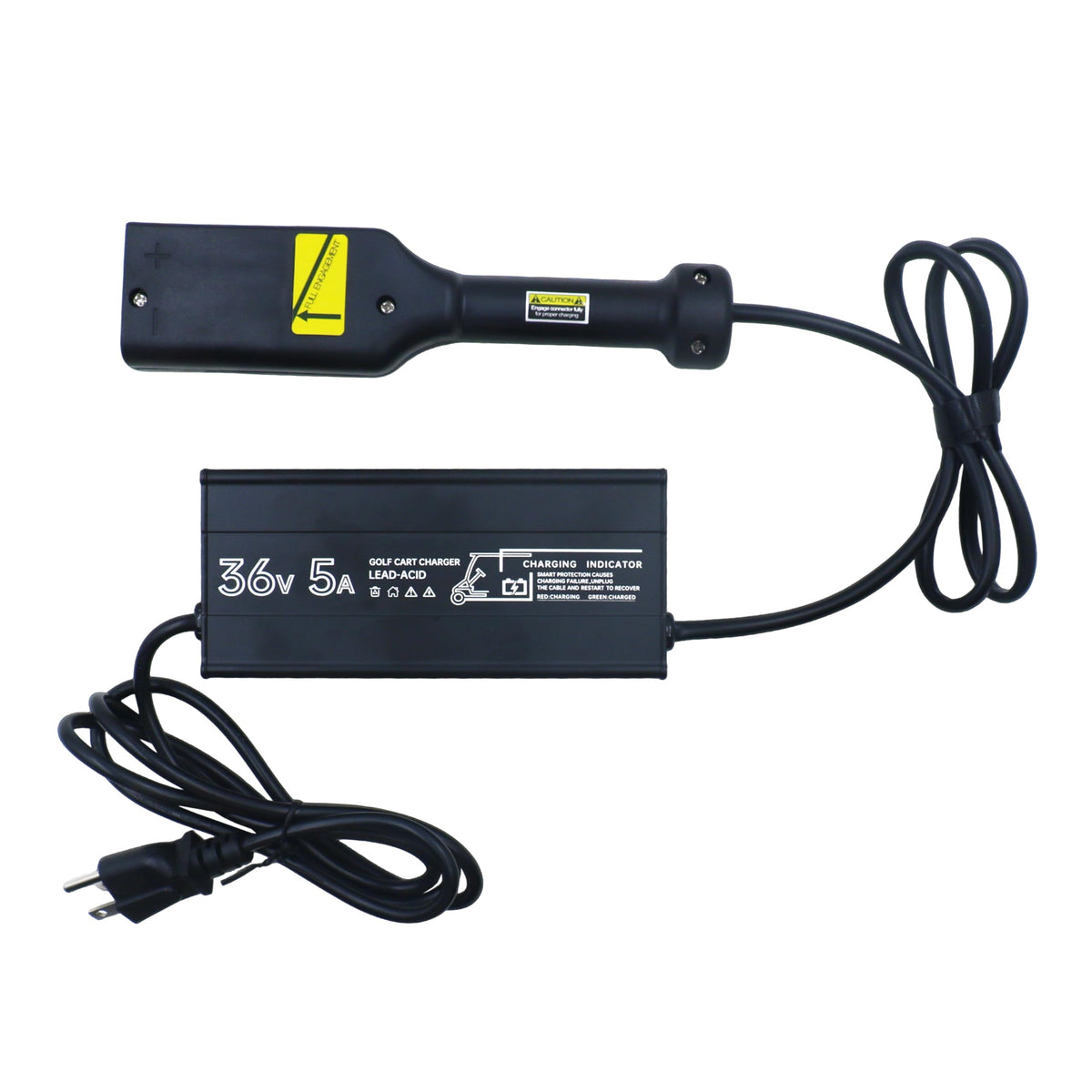 Generic 36V charger front view, compact design for EZGO carts.