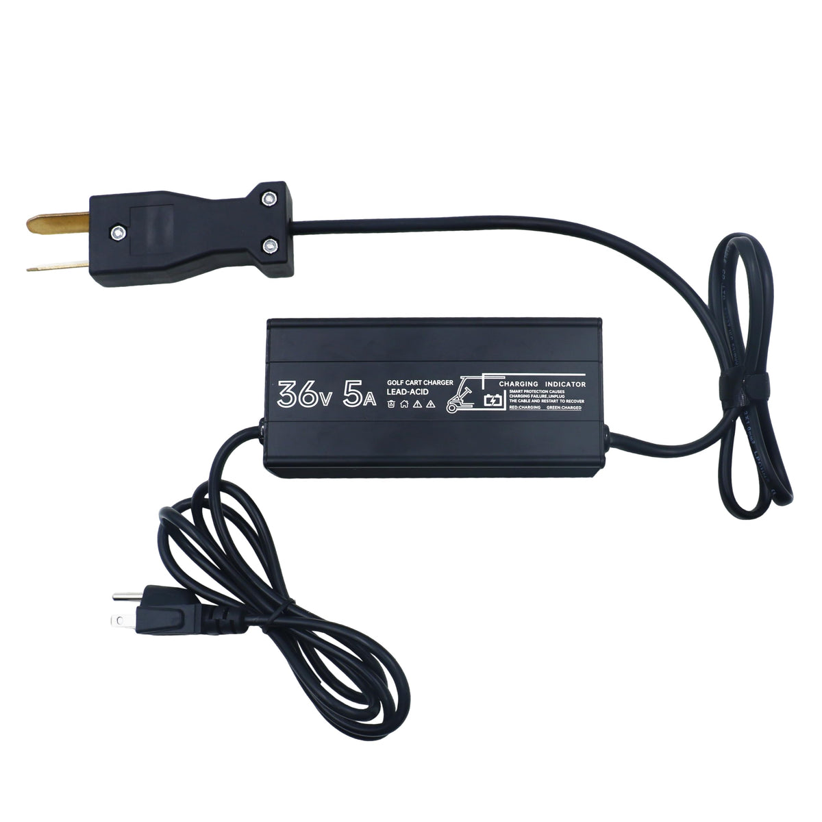 Generic 36V 5A golf cart charger with crowfoot connector for reliable charging.