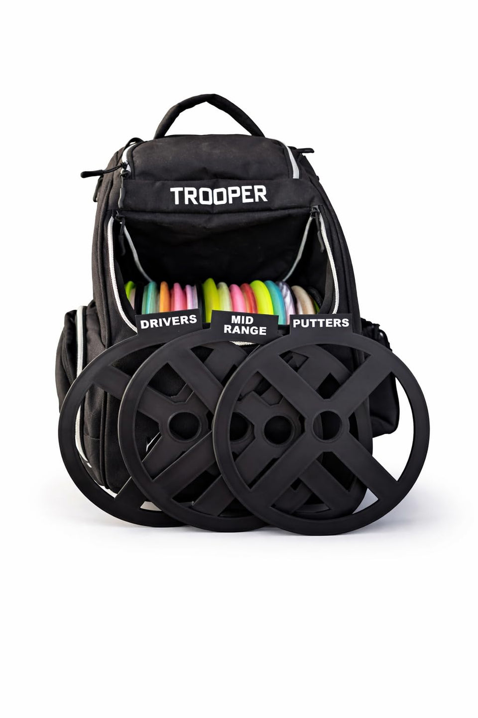 Generic 3D-Printed Disc Golf Bag Dividers, driver section, keeps distance discs easily accessible.