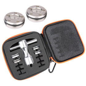 Generic 4-piece silver golf weights kit with case and wrench for adjustable putter balance.