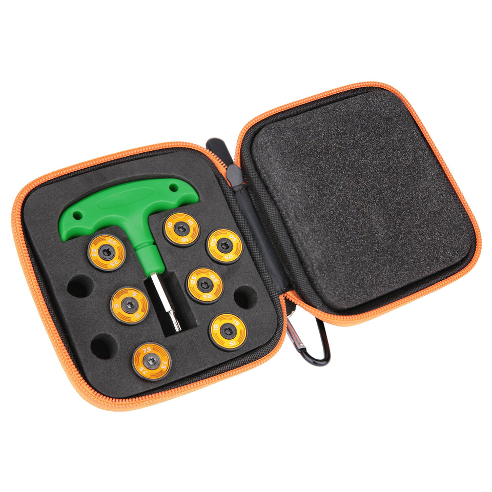 Generic 7-piece gold golf weight set for Taylormade Spider GT Max putter improves stroke balance.