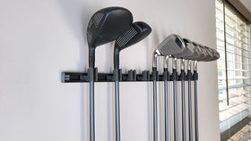 Generic accessible club display on wall for quick grab