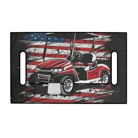 Generic American Flag Seat Cover showing pockets for phone and sunglasses storage