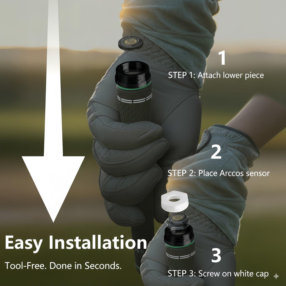 Generic Arccos-compatible Putter Sensor Adapter supports reliable tracking in all conditions