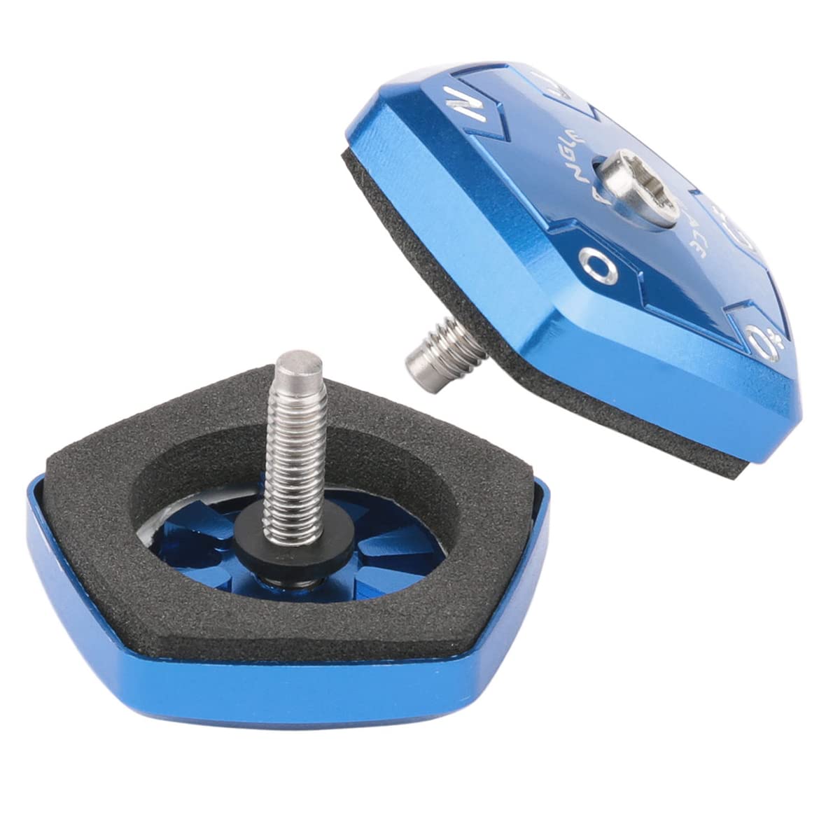 Generic ASP blue adjustable sole plate, side view, includes foam pad for smoother contact.