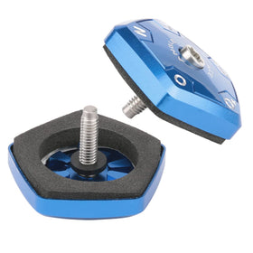 Generic ASP blue adjustable sole plate, side view, includes foam pad for smoother contact.