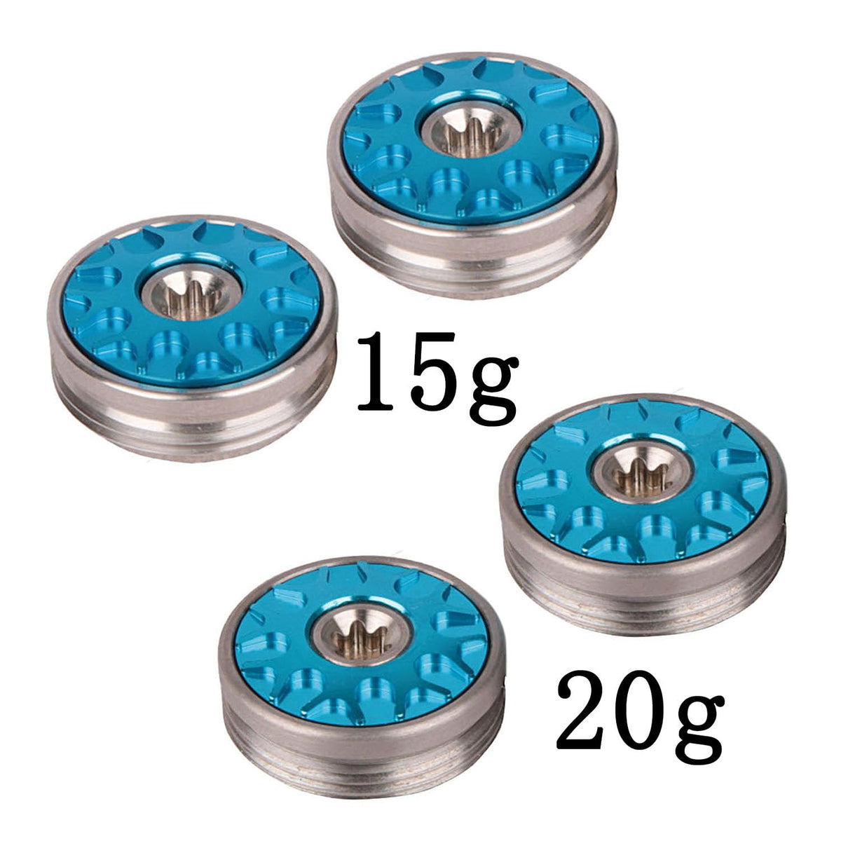 Generic blue golf weights 15g and 20g shown for flexible tuning.