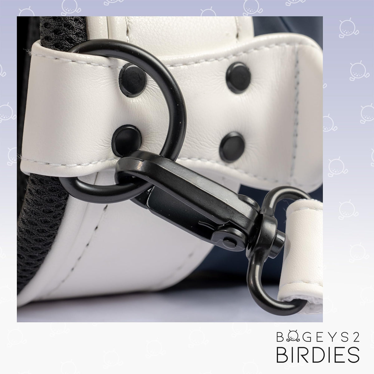 Generic blue bag keeps clubs organized with kid-friendly compartments.