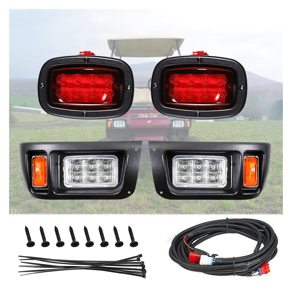 Generic Club Car DS LED headlights front view for clear daytime and night visibility.