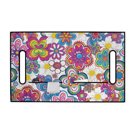 Generic Colorful Flower golf cart seat cover back view highlights 4-pocket storage ready for towels and glasses.