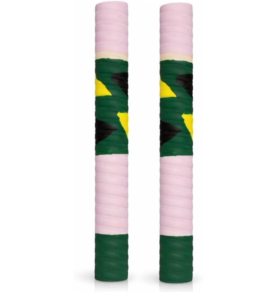Generic cricket bat grip in green, white and yellow accents for secure handling