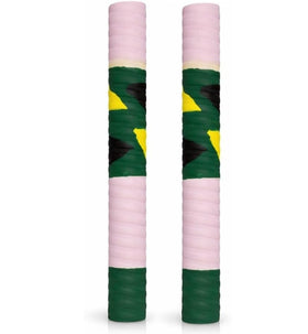 Generic cricket bat grip in green, white and yellow accents for secure handling