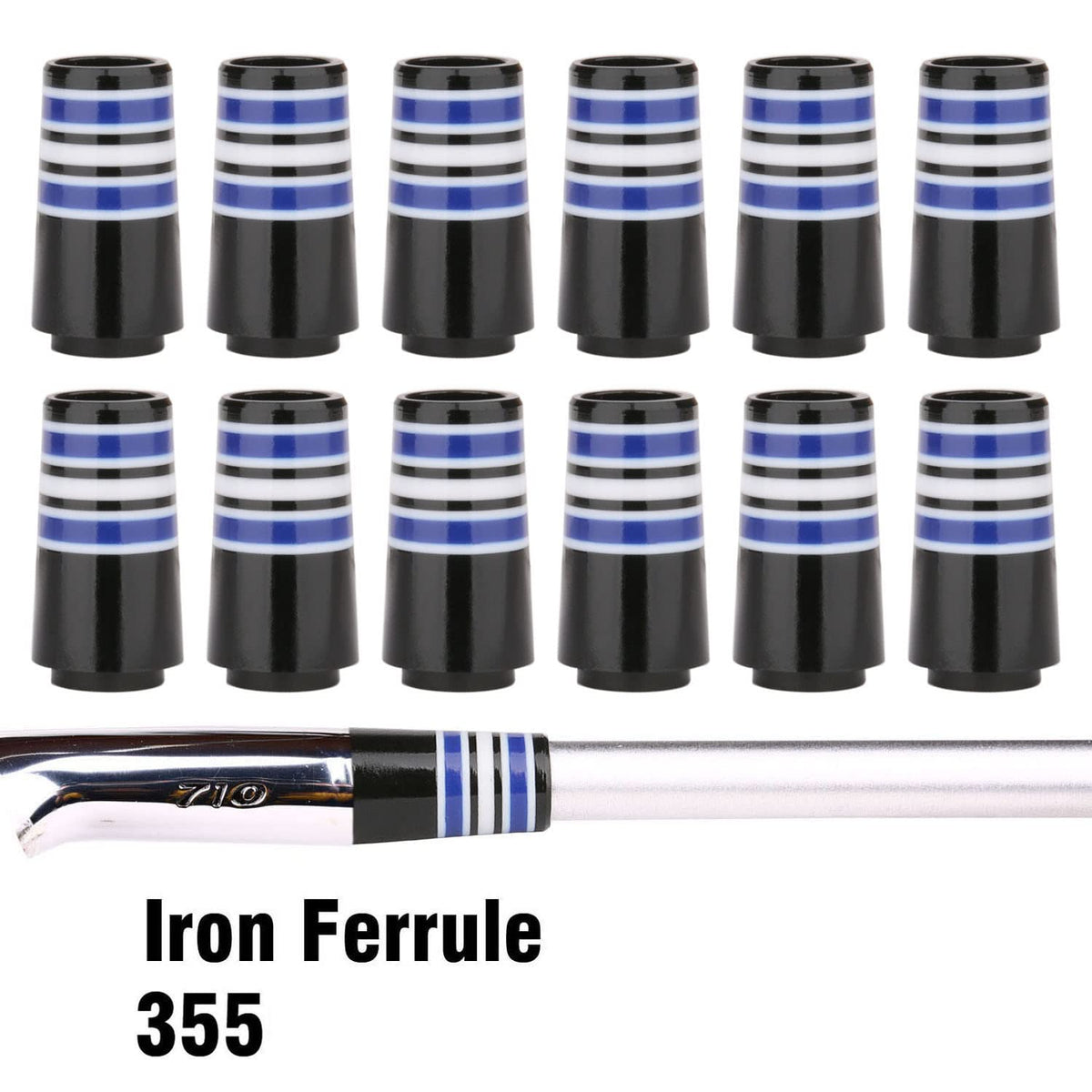 Generic custom tip golf ferrule with gray ring for subtle, coordinated look