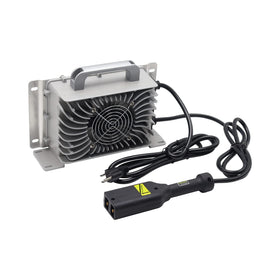 Generic D-plug Powerwise connector on charger enables fast, stable golf cart charging.