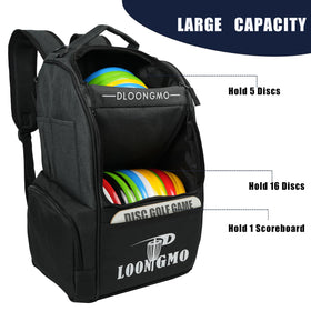 Generic Disc Golf Bag main compartment holds 16+ discs for ample on-course gear.