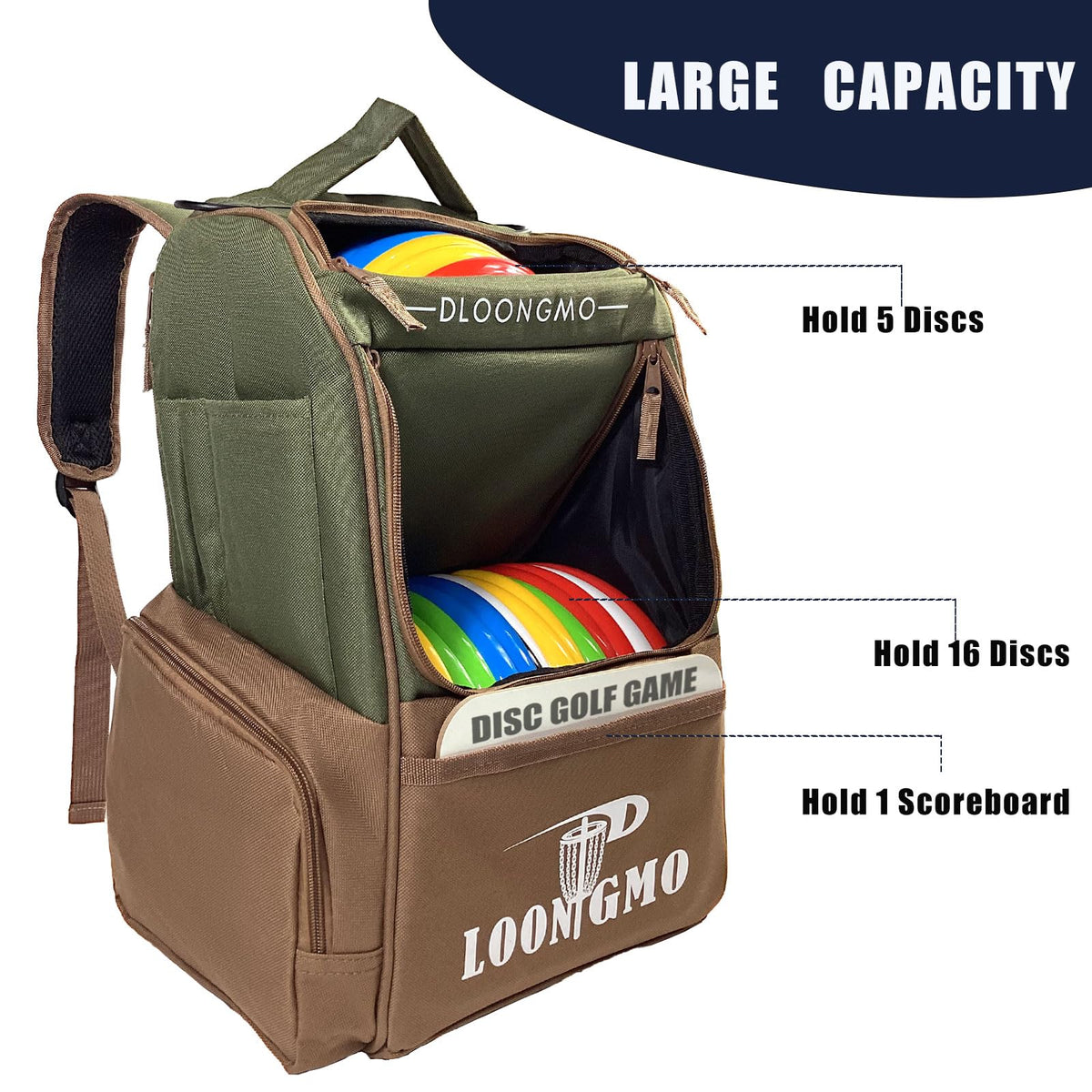 Generic Disc Golf Bag displaying multiple pockets for essentials