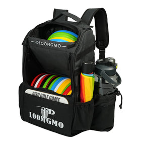 Generic Disc Golf Bag stands upright with a sturdy base for quick setup.