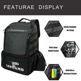Generic Disc Golf Bag upper compartment stores 5+ discs for quick access mid-round.
