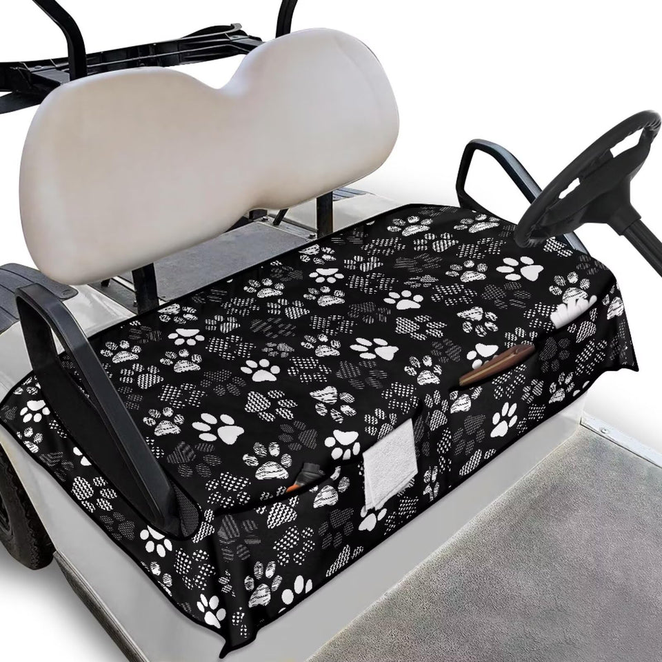 Generic Dog Paws golf cart seat cover with pockets for towels and phones