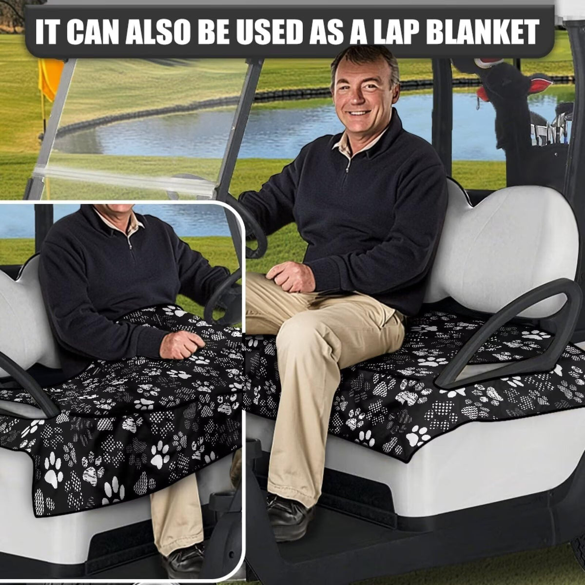 Generic Dog Paws machine washable golf cart cover in use