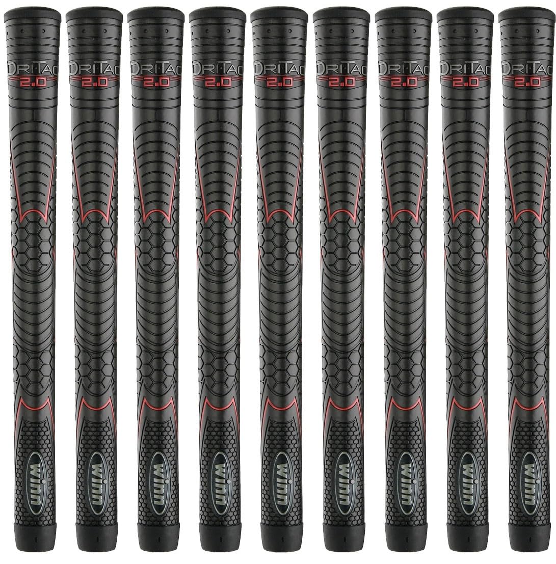 Generic DriTac 2.0 golf grip in jet black and red design for comfort and control