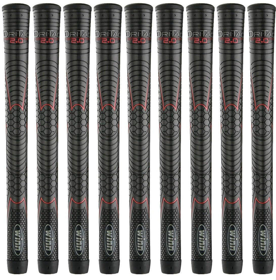 Generic DriTac 2.0 golf grip in jet black and red design for comfort and control