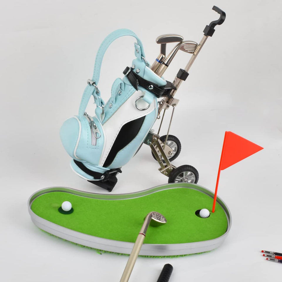 Generic dual golf gift pen holder on desk for stylish writing.