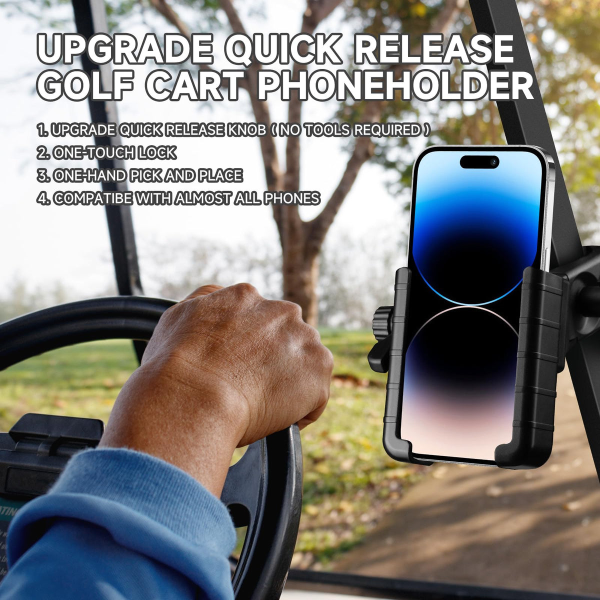 Generic Easy Golf Cart Phone Holder durable materials for long-lasting use.