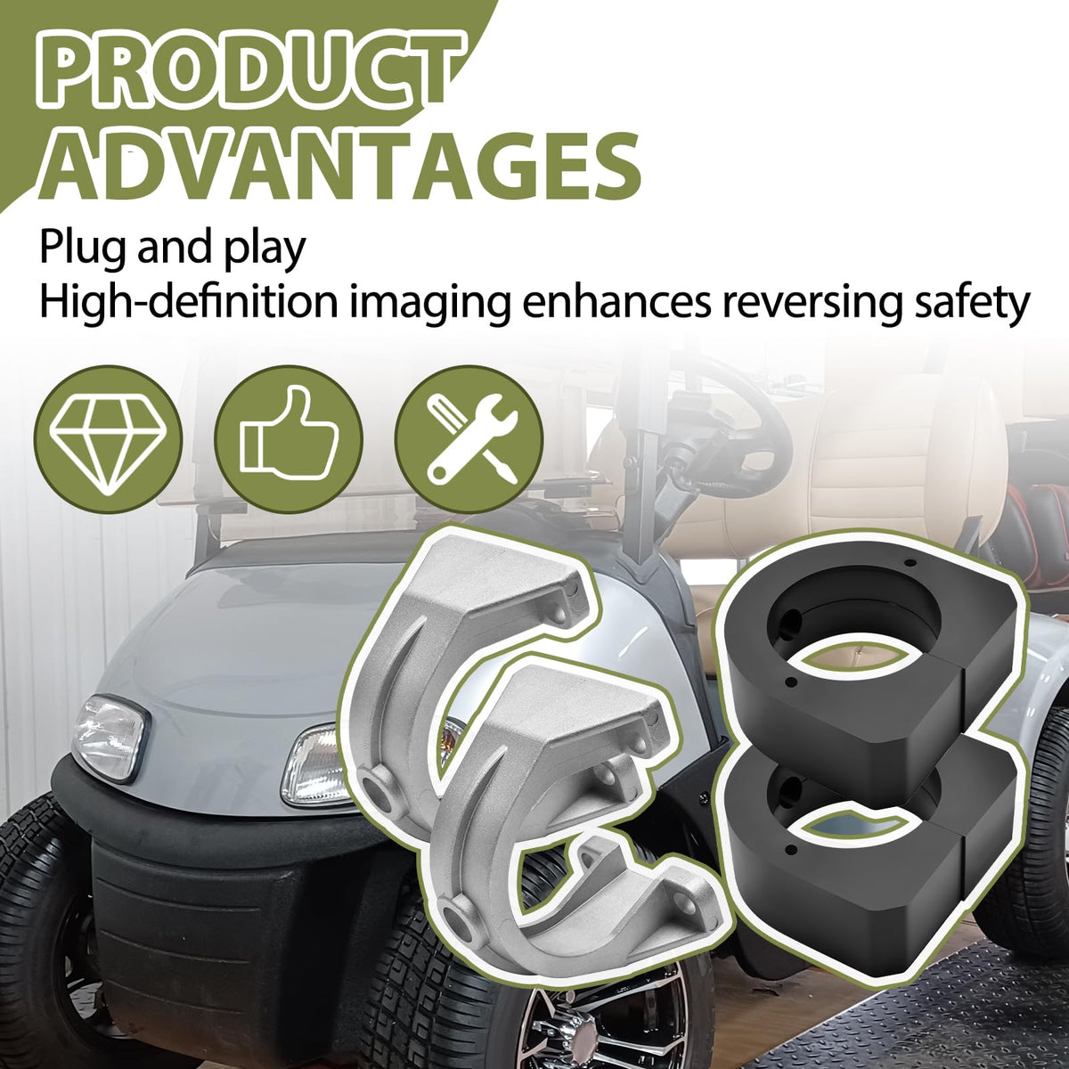 Generic EZGO TXT rear spring isolation cap enhances load balance during transport.