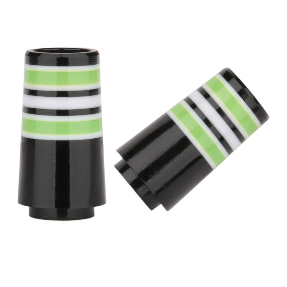 Generic ferrules color rings green and yellow close-up for quick identification.