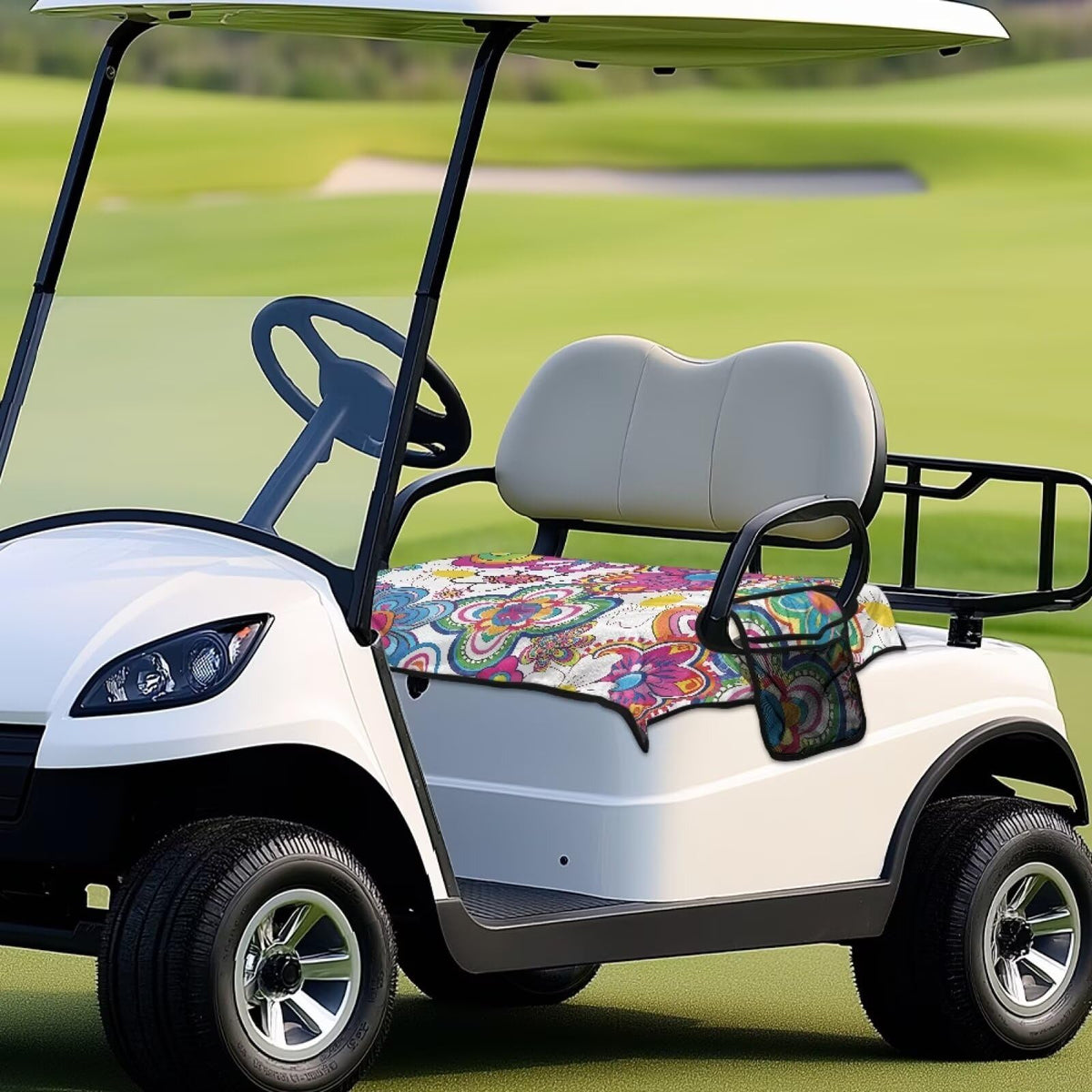 Generic Flower Golf Cart Seat Cover breathable fabric stays cool and sweat-free.