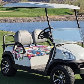Generic Flower Golf Cart Seat Cover side pockets keep essentials within reach.