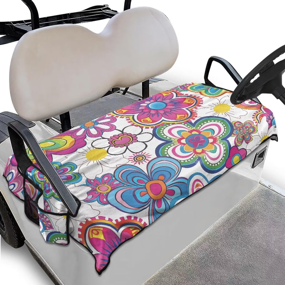 Generic Flower Golf Cart Seat Cover universal fit protects seats during outdoor play.