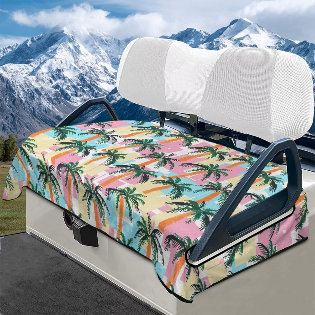 Generic Funny Palm Trees seat cover front view for cozy, warm golf cart seating
