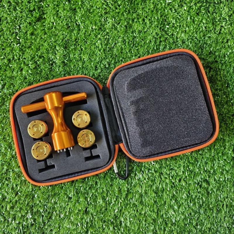 Generic gold golf weights 4pc case—compact storage for golfers.