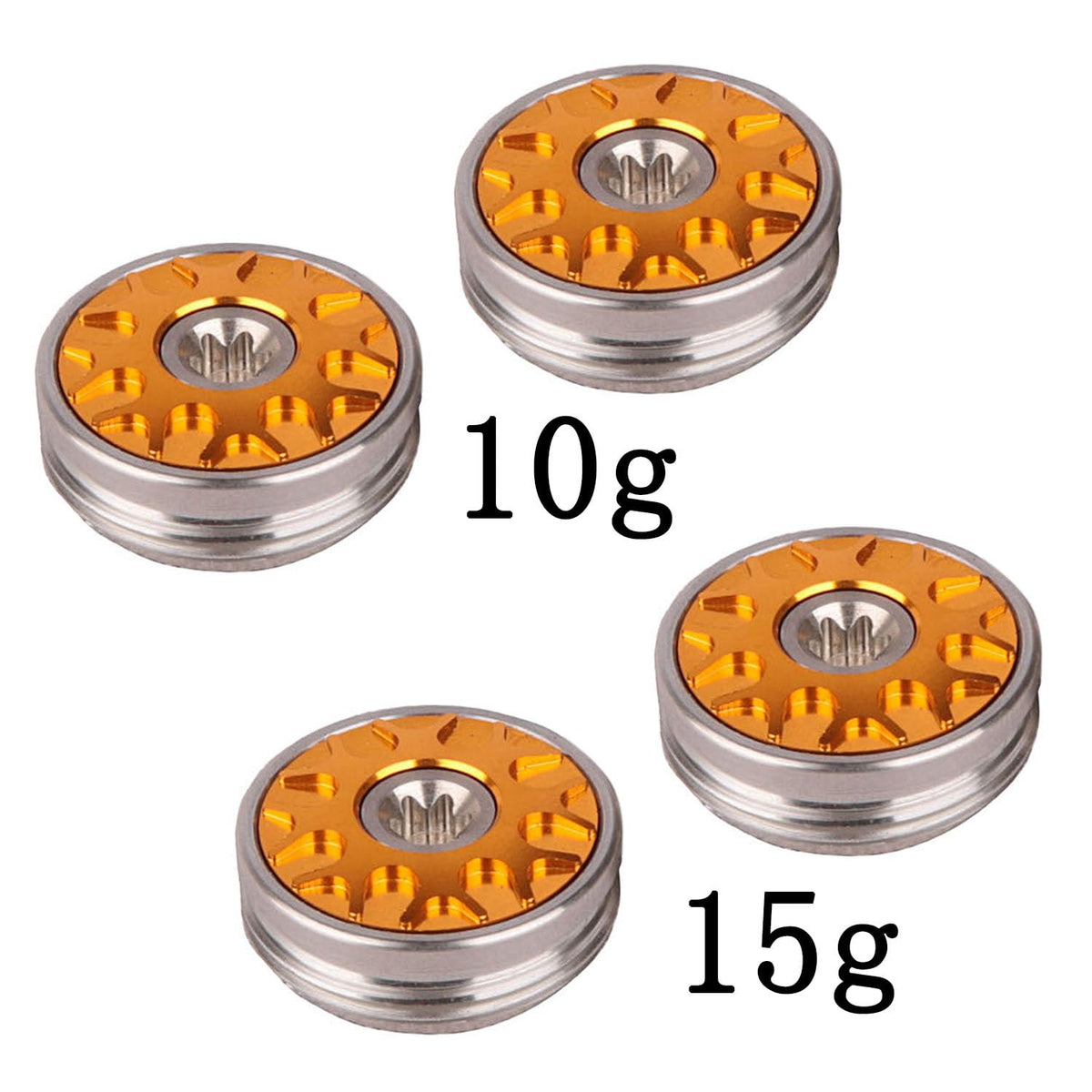 Generic gold golf weights case for organized transport.