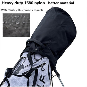Generic golf bag cover fits stand bags, enhancing bag compatibility.