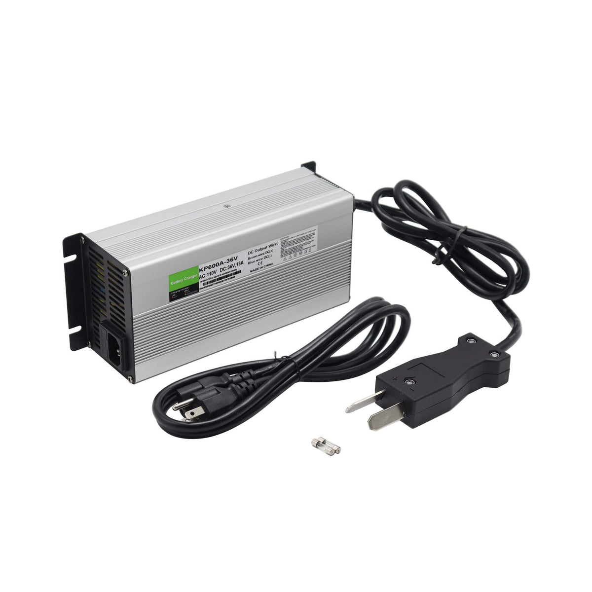 Generic charger with crows foot connector ensures easy, secure cart connections.
