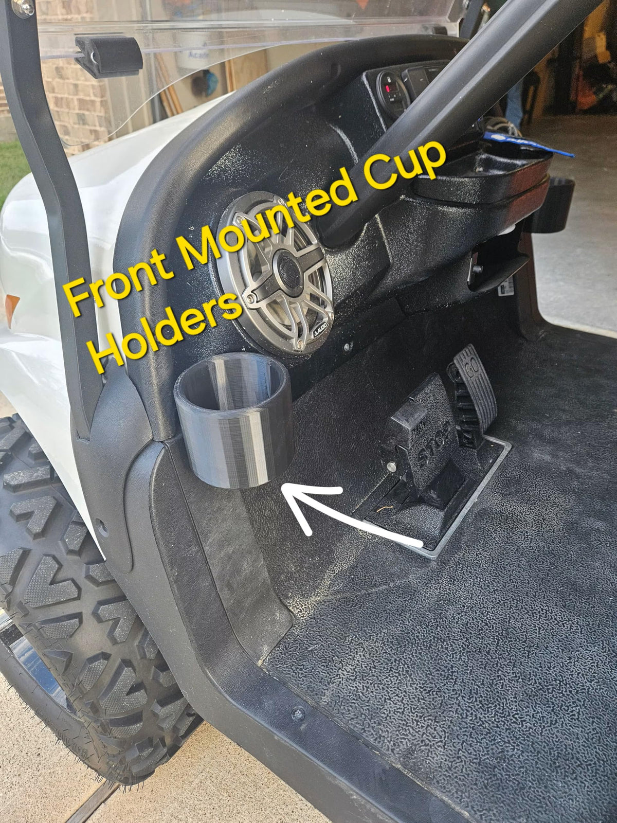 Generic cup holders shown with side-mount installation for convenient access.