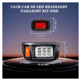 Generic golf cart DS LED kit in use during night drive for enhanced visibility.