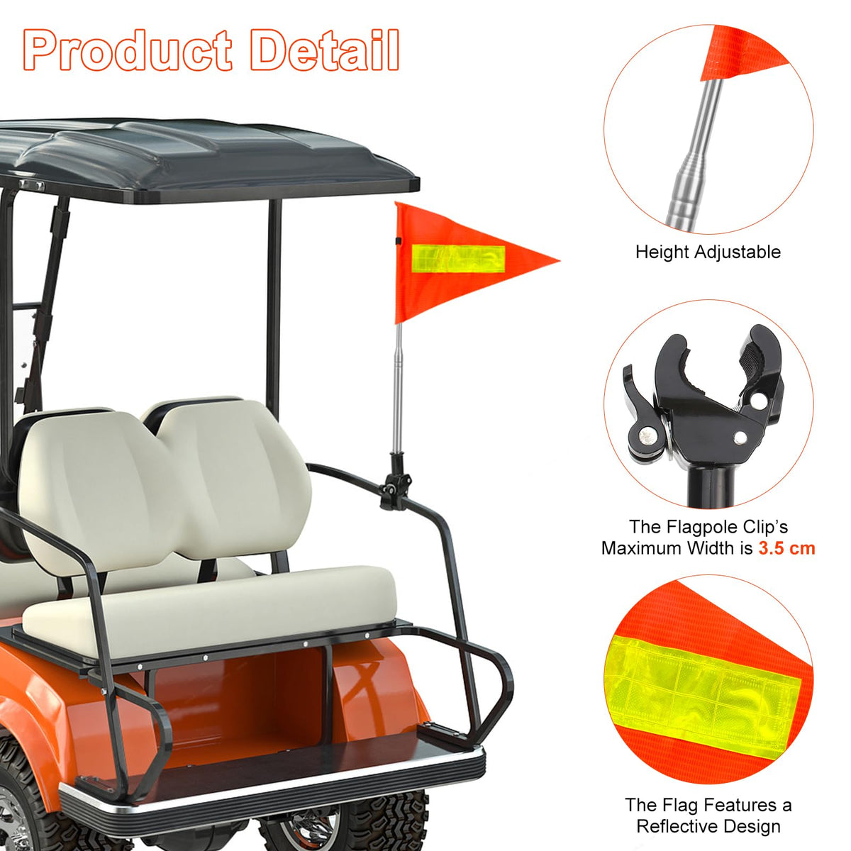 Generic Golf Cart Flag Pole mounting clips ready for quick setup