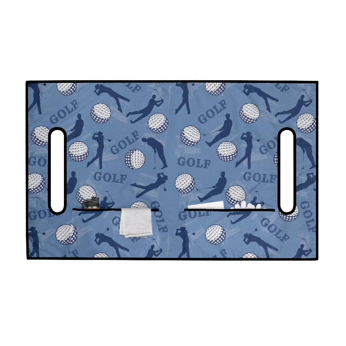 Generic Golf Cart Seat Cover Blanket pockets closeup highlights four storage options